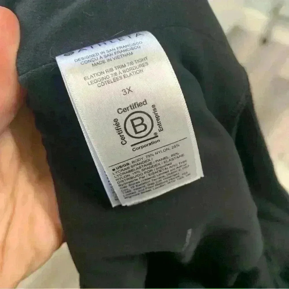 ATHLETA Elation Rib Trim 7/8 Tight Black & Anthracite Grey sz 3x leggings pants - Picture 7 of 11